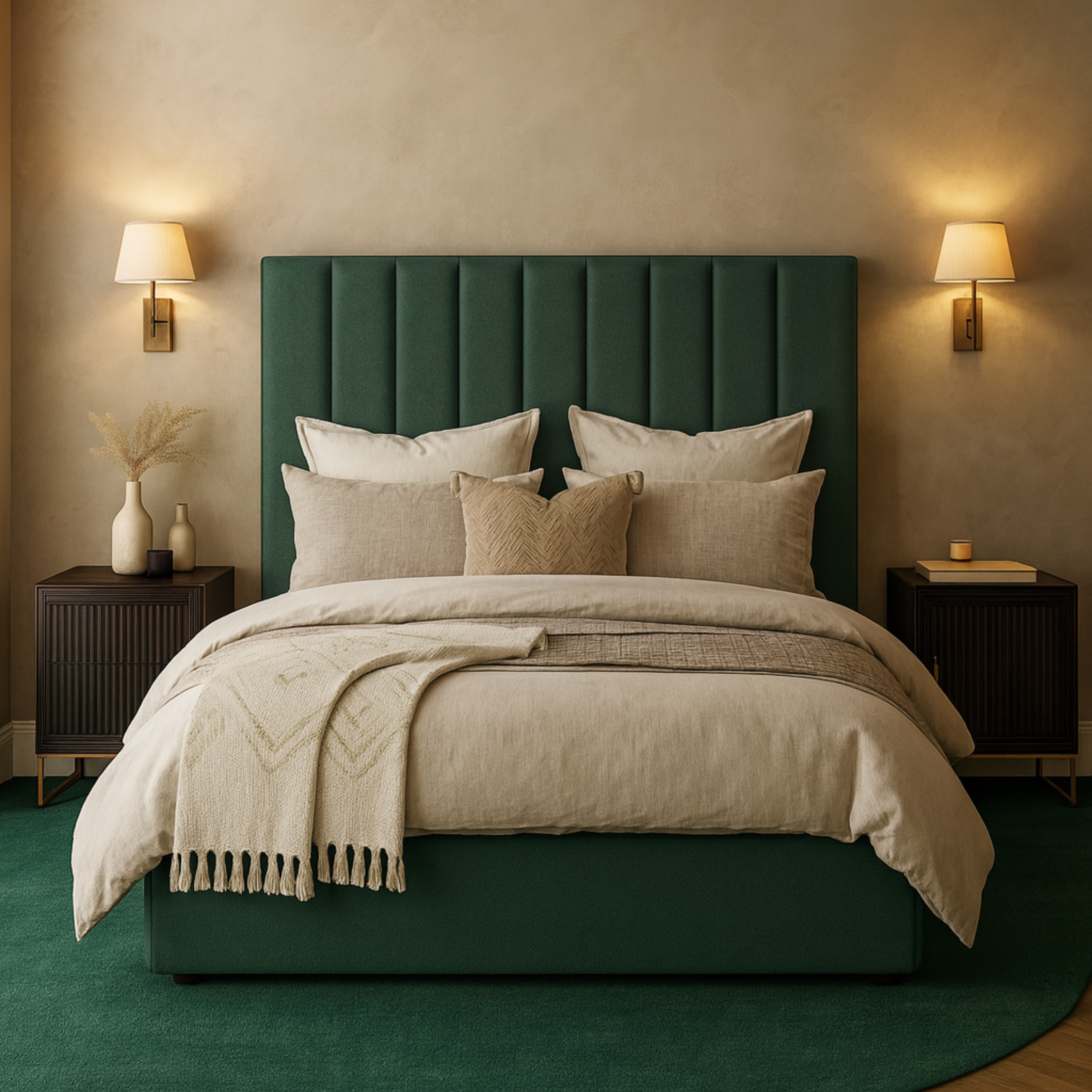 Resti Serenity Bed – Velvet Jasper Green | Double (4'6) with Luna 1000 Mattress