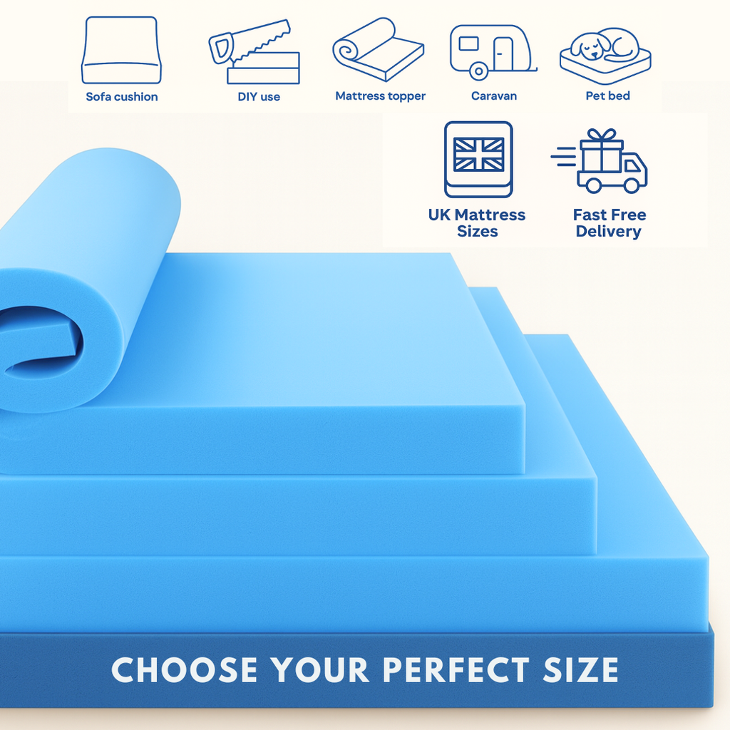 Orthopaedic Blue Foam Mattress Topper – UK Mattress Sizes | Premium Comfort & Support | Fast Free Delivery