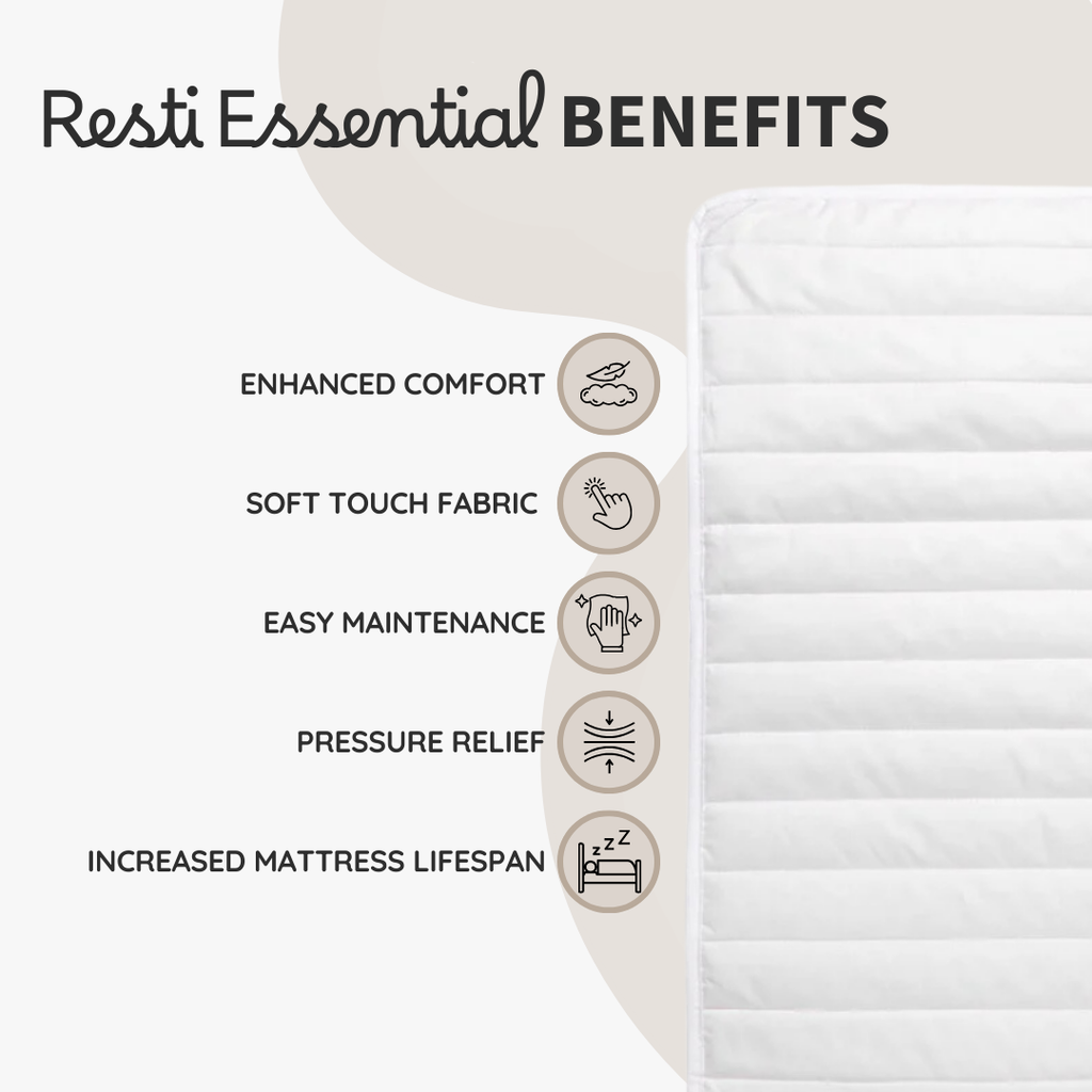 Resti Essential Plush Mattress Topper: Deluxe Softness and Comfort for All Mattress Types