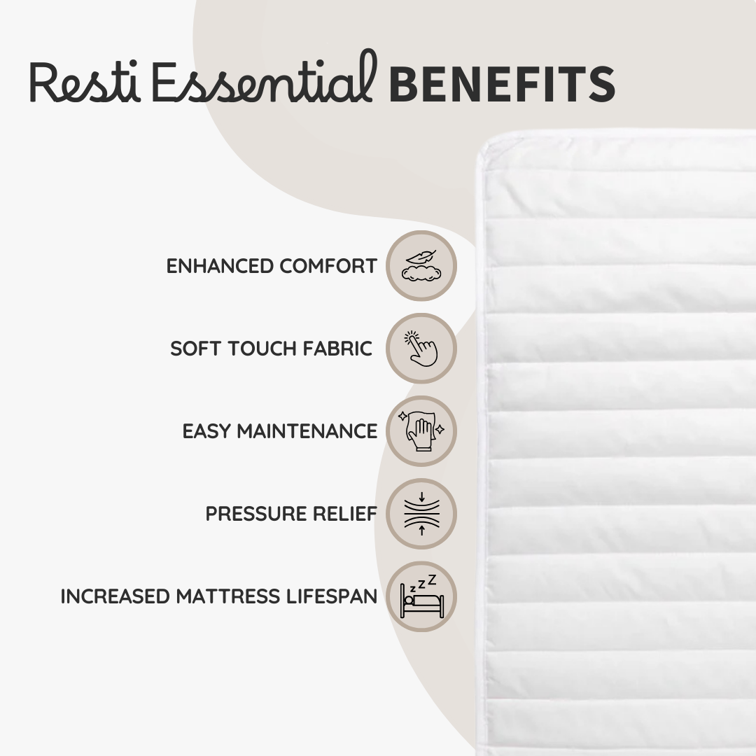 Resti Essential Plush Mattress Topper: Deluxe Softness and Comfort for All Mattress Types
