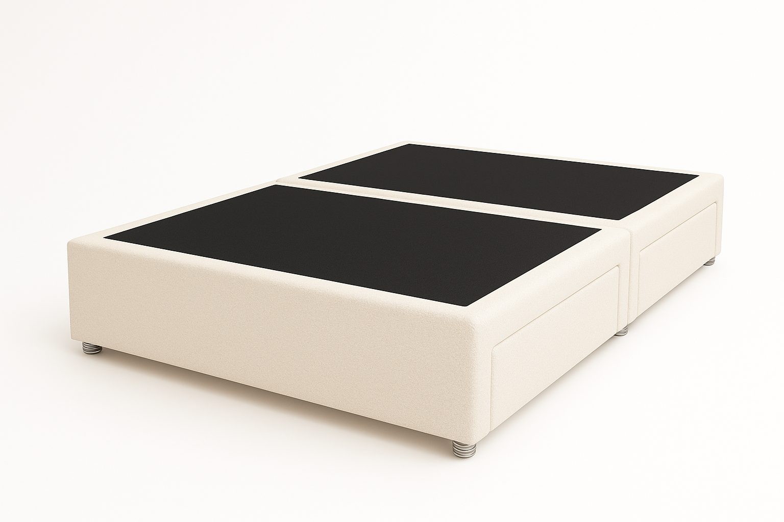 White upholstered ottoman on a white background