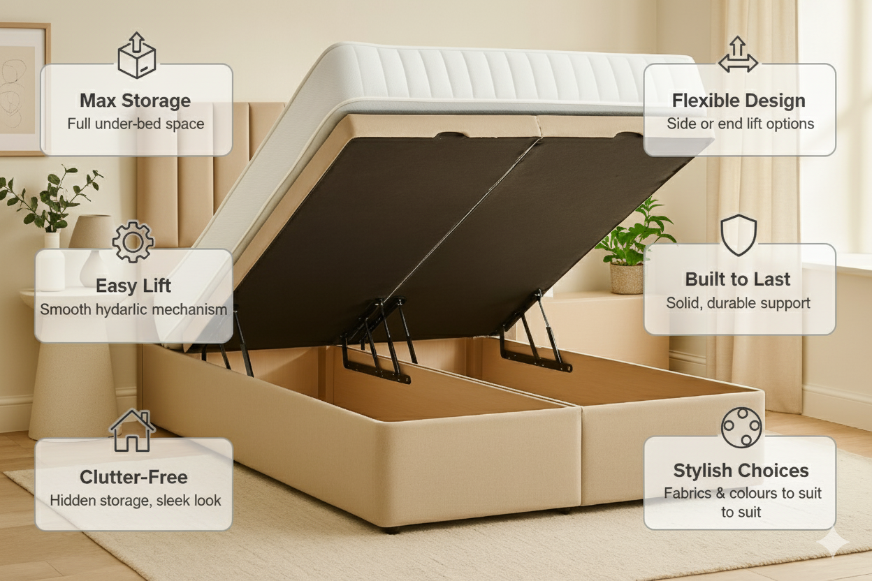 Resti Serenity Ottoman Bed with Halo 12.5g Orthopaedic Mattress – Storage Bed Bundle