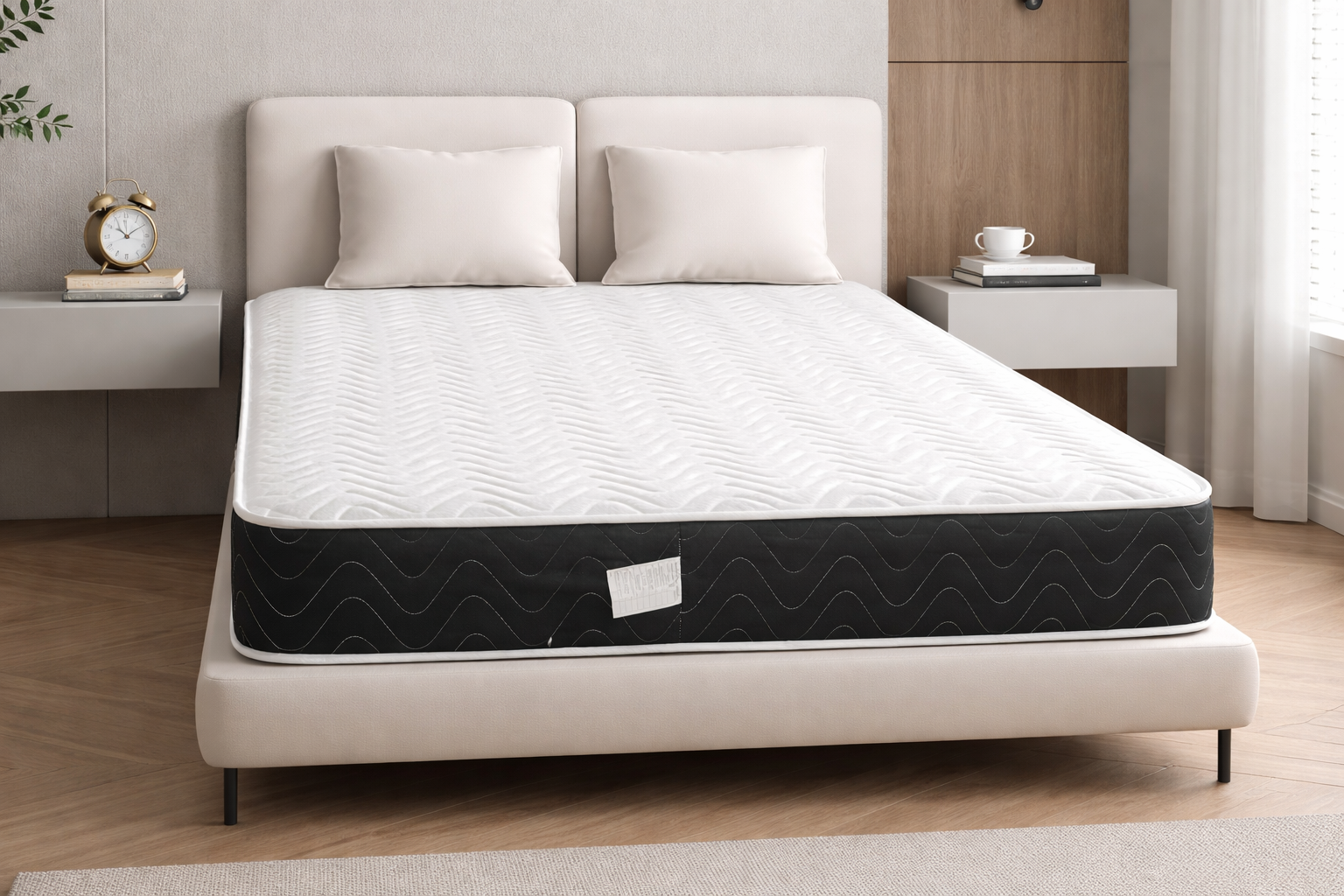 Black Pattern Medium Soft or Medium Firm Comfort, Breathable Hypoallergenic Cover, 3 Layer Support System, Durable & Supportive Sleep Mattress